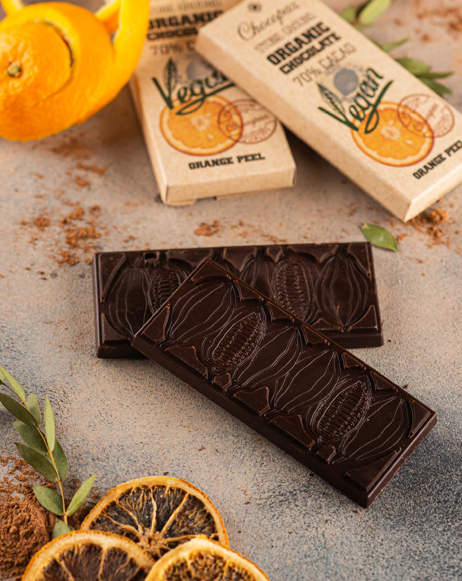 Chocopaz Organic Vegan Chocolate with Orange peel 70% Cacao
