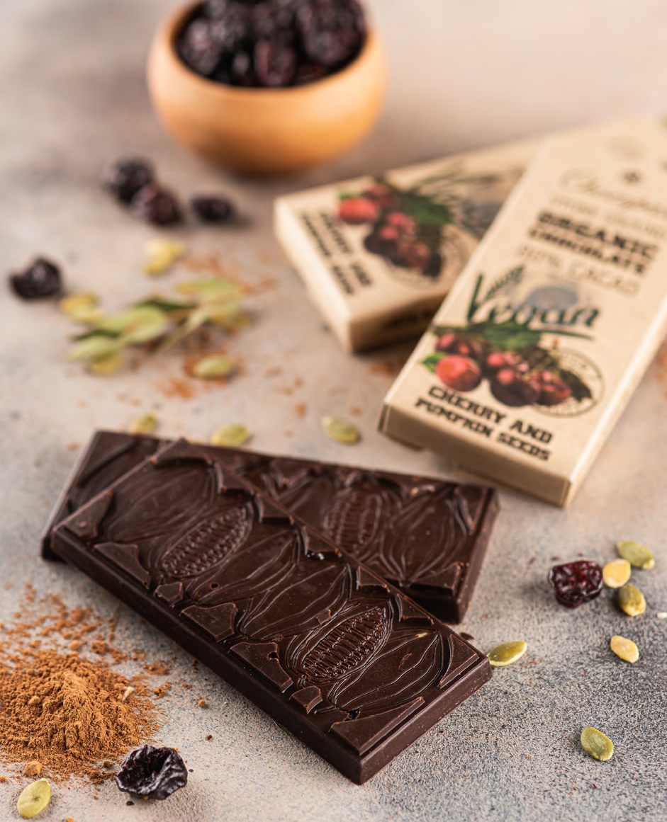 Chocopaz Organic Vegan Chocolate with Cherry and Pumpkin Seed 80% Cacao