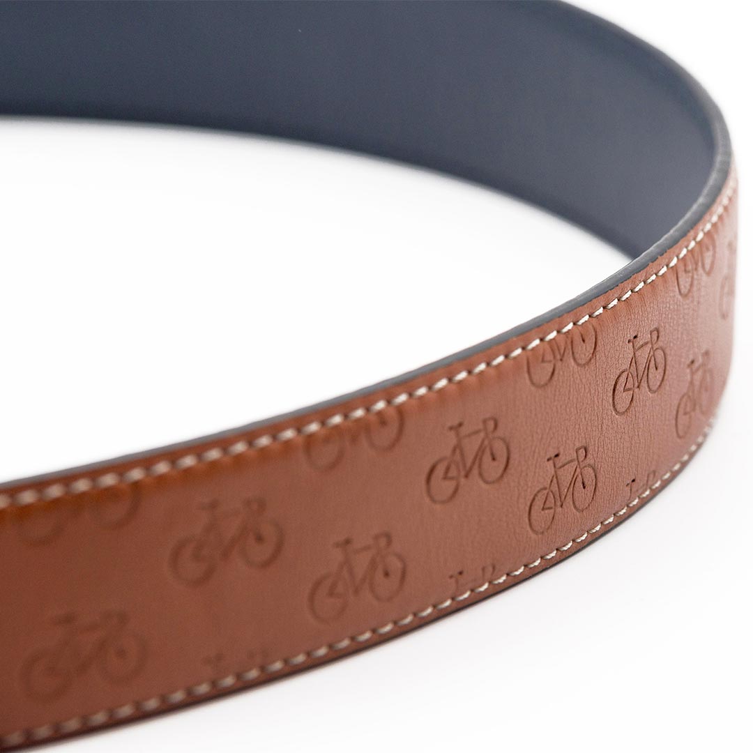 DETERMINATION - Mens Leather Belt with Bike Pattern