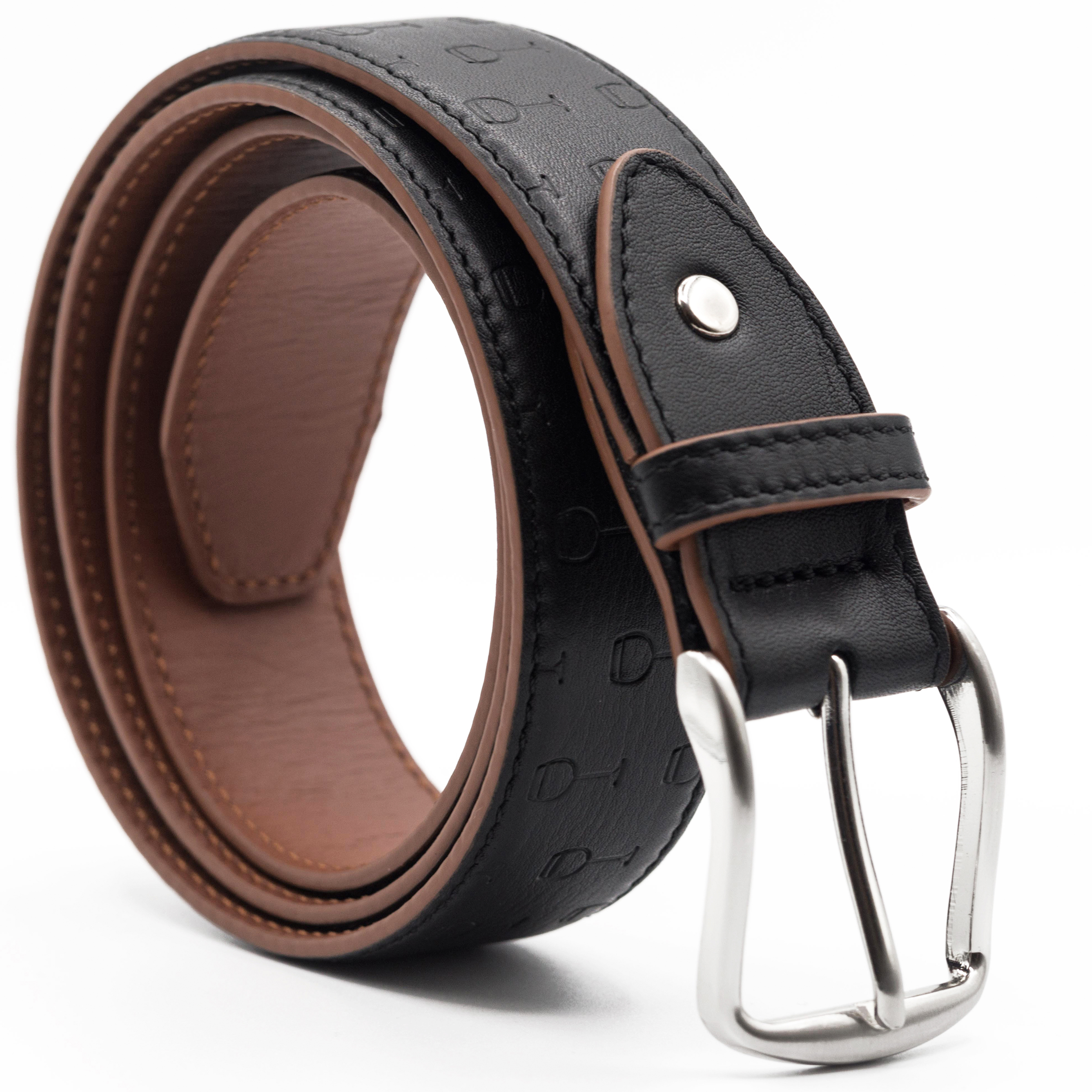 OPTIMISM - Mens Leather Belt with Glass of Wine