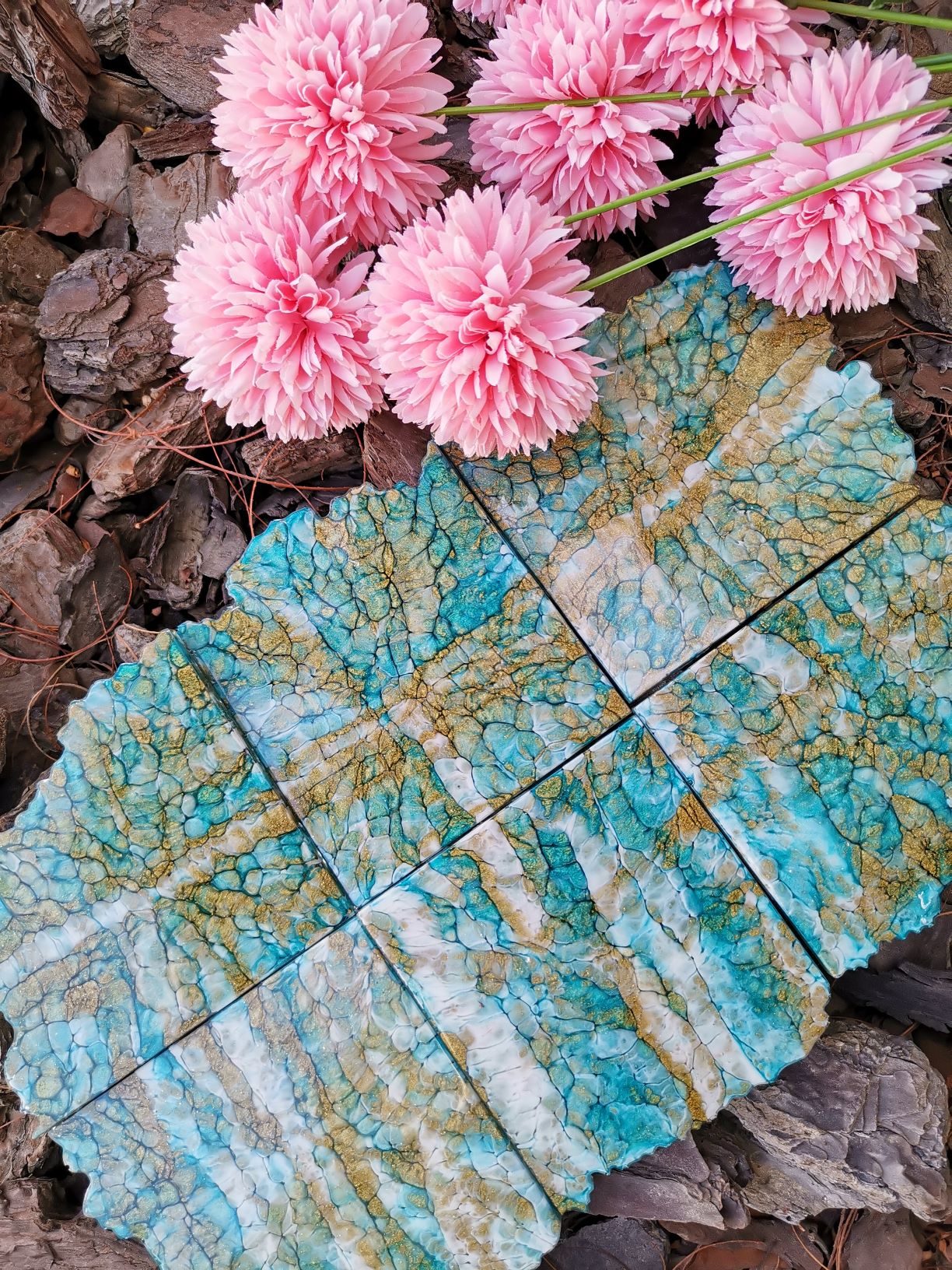 Marble Inspired coasters set