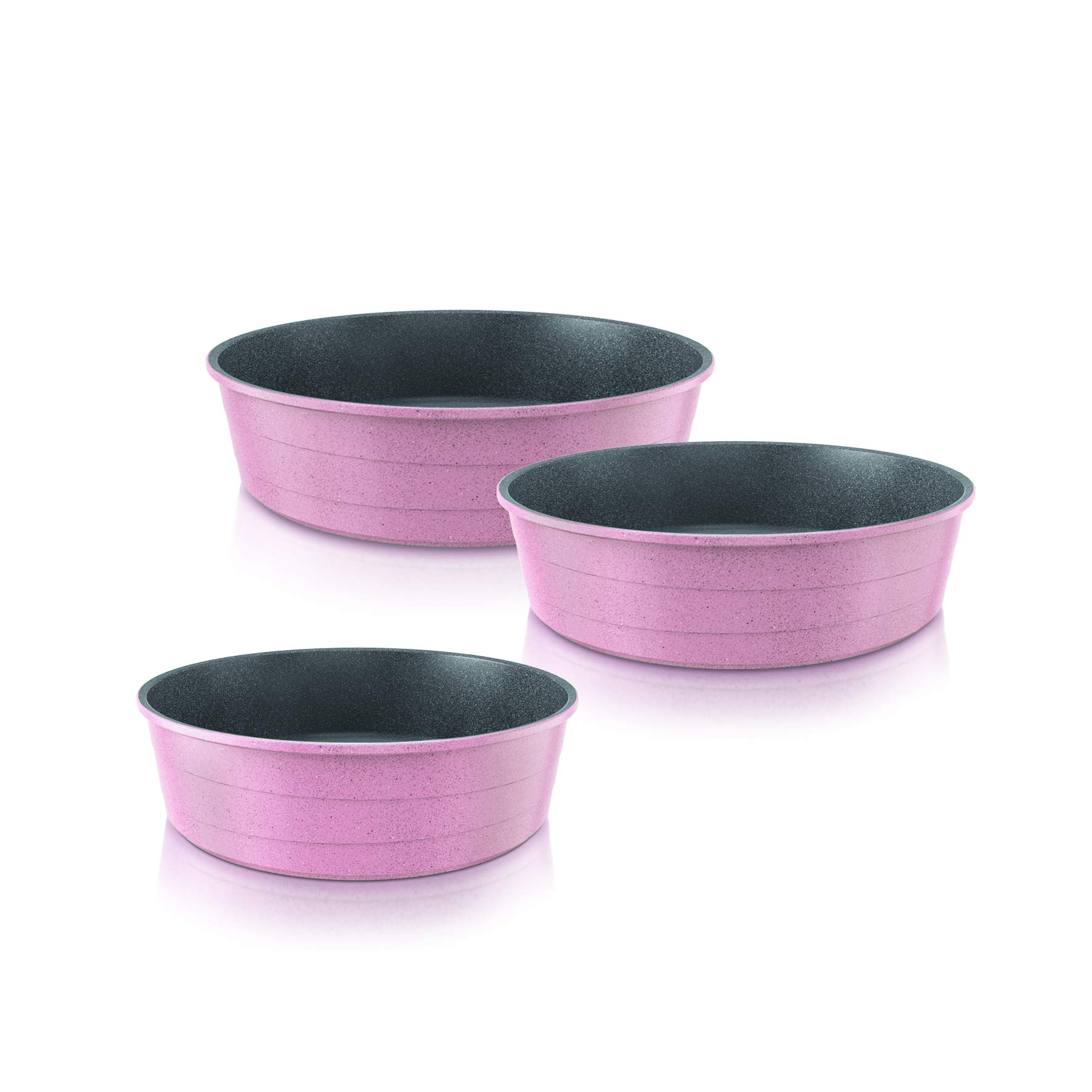 Neoflam Round Ovenware Set Of 3 Ceramic - Pink Marble