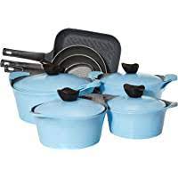 Neoflam Aeni Cookware Set Of 15 Pcs- Cyan- With Gift