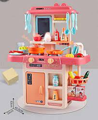 Pretend Play Kitchen Set with Lights and Sounds for Kids,